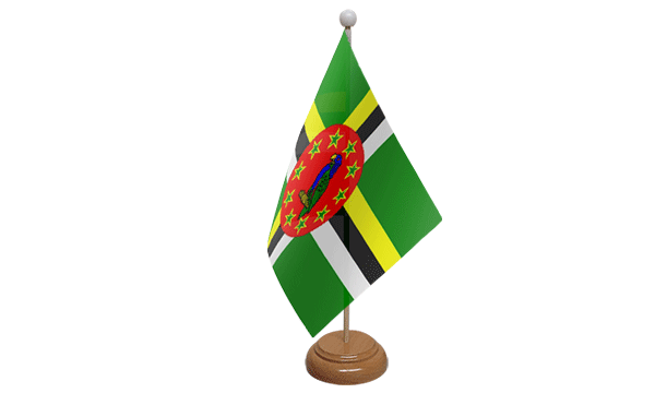 Dominica Small Flag with Wooden Stand